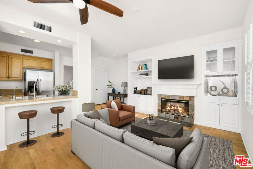Incredible lease opportunity for a top floor, courtyard facing townhouse style unit within Silicon Beach's beloved Playa Vista. Centrally located, this coveted community affords residents with seamless access to local shops, restaurants, gyms, and parks. The home boasts a sophisticated kitchen with ample cabinetry, stainless steel appliances, and breakfast bar. The spacious living room is perfect for unwinding with a fireplace and built-ins. Additional features in this corner unit include an abundance of natural sunlight through the unit's large windows, well-appointed bedrooms, beautiful baths, in-unit laundry room, private storage cage, gated secure parking, community bike room, and so much more!