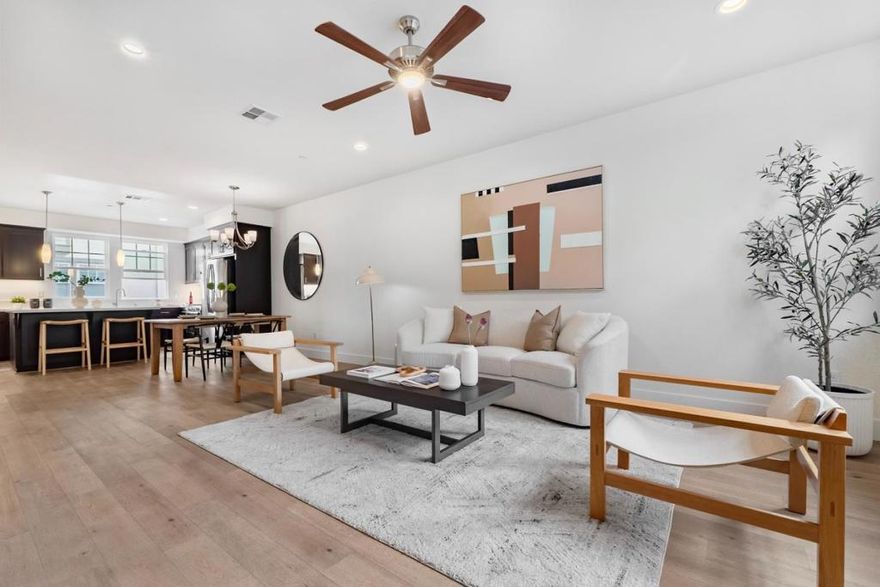 Welcome to this beautifully maintained, nearly new townhome  where modern style meets exceptional convenience! Ideally located in the heart of Sunnyvale, this residence offers effortless Silicon Valley access, vibrant Downtown Sunnyvale and major tech employers like Apple, Google and Nvidia. Set within a well-established community featuring a BBQ area and security cameras, residents enjoy exceptionally low HOA fees that include garbage service  and best of all, rare true townhouse PUD ownership!  Pride of ownership shines throughout this bright and contemporary home with soaring ceilings and abundant natural light. The spacious great room flows into the dining area and chefs kitchen, appointed with quartz countertops, stainless steel appliances, walk-in pantry, ample cabinetry, and a bonus den for a perfect office area or reading nook. Upstairs, the primary suite features a walk-in closet and dual-sink bath with separate wet/dry areas, while additional bedrooms provide flexibility for guests, gym, or remote work. The lower-level in-law suite adds versatility for multi-generational living or potential rental income.  Don't miss this meticulously maintained and move-in ready townhome that perfectly blends comfort, style and prime Sunnyvale living!