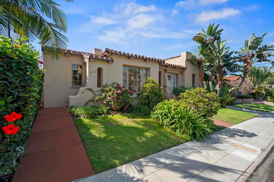 Welcome to 607 Arenas Street, a charming Spanish-style retreat in La Jolla’s coveted Windansea Beach neighborhood. Just a few blocks from Marine Street Beach and minutes from the Village, this 2-bedroom, 1-bath single-level home blends timeless architectural character with thoughtful modern upgrades. The bright and airy living room features dramatic beamed ceilings, creating a warm and inviting space for both everyday living and entertaining. Graceful arched doorways frame the formal dining room, while the galley-style kitchen offers both style and function for the home chef. Outdoors, the private backyard patio includes a covered laundry room and an additional shower — ideal for rinsing off after the beach. A one-car garage adds convenience and valuable storage. Tucked away on a quiet street in the historic Beach Barber Tract, this home offers a rare chance to enjoy a close-knit coastal community alongside world-class surf breaks, sandstone cliffs, and the vibrant La Jolla lifestyle. Whether as a primary residence, a vacation getaway, or an investment, 607 Arenas delivers quintessential Southern California beachside living.  607 Arenas Street offers quintessential La Jolla living in the heart of the Windansea Beach neighborhood. This beautifully maintained single-level Spanish-style home features two bedrooms, one bathroom, and timeless character enhanced by thoughtful updates. The living room welcomes you with dramatic beamed ceilings and abundant natural light, flowing seamlessly into a formal dining room framed by graceful arched doorways. A bright galley kitchen provides both style and functionality. Step outside to a private backyard patio, where you’ll find an additional shower and a convenient covered laundry room — the perfect setup after a day at the beach. Situated on a quiet street blocks from Marine Street Beach and minutes to La Jolla Village, this property blends architectural charm with the laid-back coastal lifestyle. Whether a primary residence, a vacation getaway, or an investment, 607 Arenas delivers the best of beachside living.