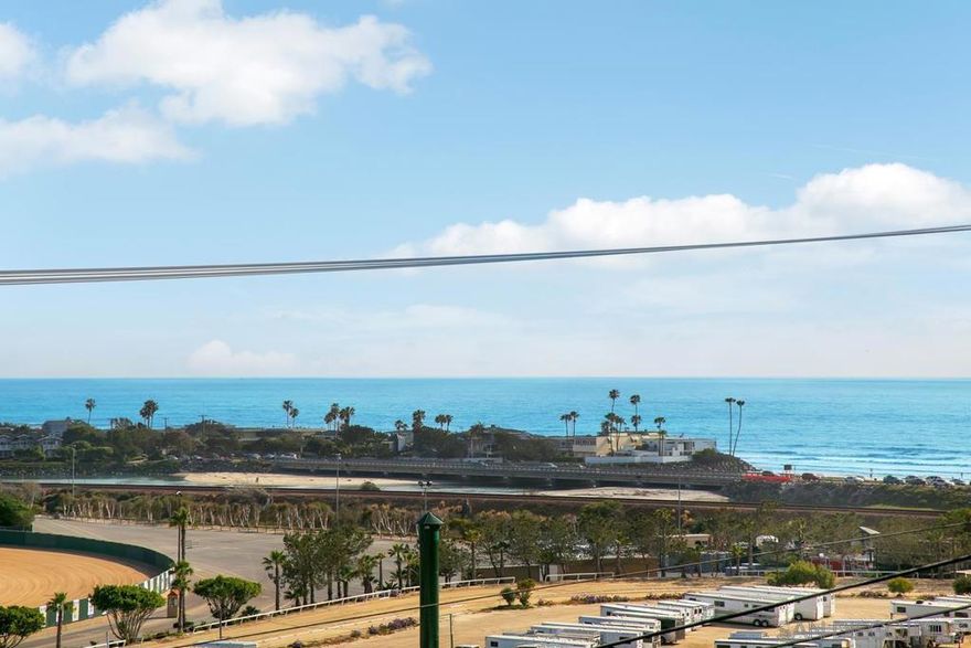 Fabulous, furnished townhome with panoramic race track and white water ocean views located in the Solana Beach desirable complex, “Saratoga West” west of I-5, only blocks from the beach. This unit features 2 bedrooms, 2.5 bath rooms, a 1 car garage with storage space for personal property, washer/dryer, vaulted ceilings to allow light in and take in sunsets all year long. Upgrades to unit include wood flooring, modern kitchen with granite counters , wood cabinets, stainless appliances. Gorgeous, resort vibe of complex featuring community pool, hot tub, exercise room and club house. Close to beaches, restaurants, Cedros shopping area, quick access to airport. Available now, looking for professional tenants, good credit, income for long term lease, 6-12 months.Start living the beach life style.