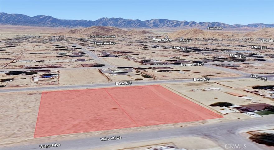 1.38 acres zoned Residential Vacant Land ready for your vision. TWO land parcel identified by APNs:3071-014-017 and 3071-014-016. No situs address assigned by county; address shown is for MLS input only. GPS coordinates: 34.624394, -117.812682 and 34.624396, -117.812297. Buyer to verify zoning, permitted uses, and utility availability.