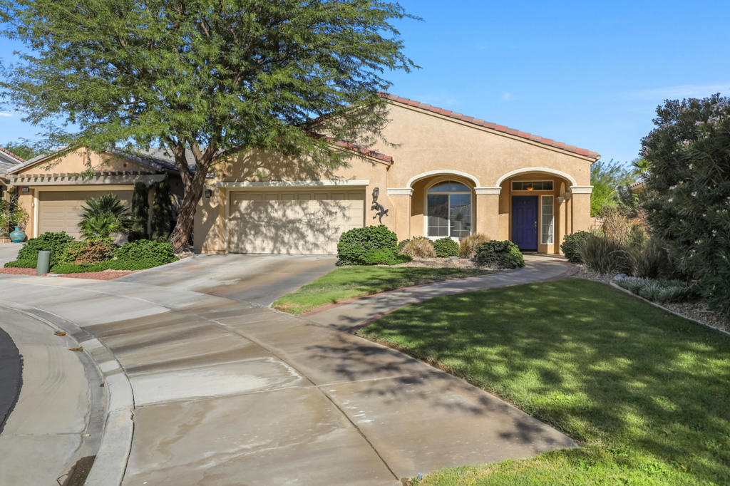 Wow !! This is The One! Priced Right and Ready to Sell-Move-In Ready, Nestled in a quiet Cul- De- Sac on the West Neighborhood of Four Seasons, South Facing. Many upgrades throughout, Including Custom Driveway with Separate walkway entrance to Home. Quality Built in Cabinetry in Entrance Hallway and Livingroom. Granite Counter tops in Both Guest and Primary Bathrooms, Open spacious Kitchen for the Chef in you. Serene Desert Mature Landscape, Backyard Features Both Fountain and Firepit for those Relaxing Moments. Home includes Leased Solar panels to keep those bills down. Solar $137.00 a month. Amenities include 2 Pools and Spas, Clubhouse, Gym, Outdoor Living Spaces with BBQs, Tennis Courts, Salon, Bistro, Crafts, Billiards, Library, Bocce Ball and so much more