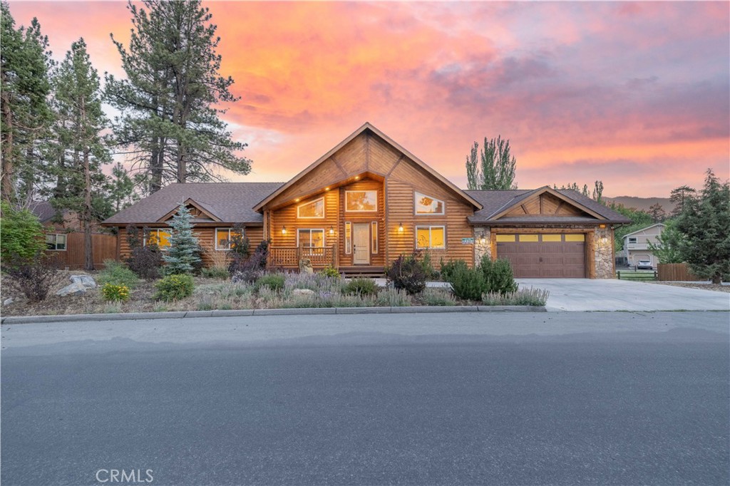 Beautiful custom built home. Turnkey! Conveniently located between Big Bear Lake and Snow Summit. Walking distance to the Snow Summit lower parking lot. Located in the Eagle Point area. Gorgeous modern log style home that was newly built in 2013. PAID OFF SOLAR to help keep your energy costs very low. Built in Fire Sprinklers through out. Three full spacious bedrooms and two full bathrooms. Newer part of town with wide open flat streets and shopping centers. Excellent for activities during snow season and during the warmer Spring and Summer seasons, one can enjoy lake and mountain terrain activities as well. High Vaulted ceilings, open floor plan, game room area, dinning area, and spacious kitchen with granite countertops. Luxury hot tub spa with powered lid cover lifter. Unobstructed view of the mountain and ski slopes from the oversized wrap around deck. Back yard has a meadow view to enhance your privacy. You must come and see this cozy warm vibe of this spectacular cabin.