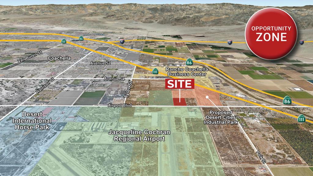 Zoning allows for outside storage. Great location across from Jacqueline Cochran Regional Airport and HITS Horse Show. All utilities in street. 1 mile from new interchange at Airport Blvd and Expressway 86.
