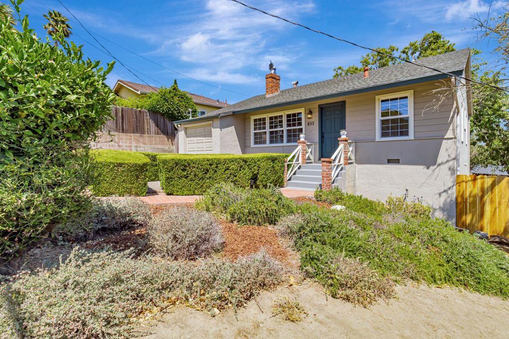 Welcome to this single-story home nestled in the desirable City of Belmont with views of the western hills, offering the ideal blend of tranquility and vibrant urban living! Charming ranch-style starter home w/expansion possibilities or for those looking to downsize. Wonderful floorplan with great access to private rear deck and large backyard, ideal for relaxation, playing, and al fresco dining. This refined two bedroom, one bath sanctuary blends classic architectural charm w/upscale living. Features include an expansive formal LV adorned w/refinished hardwood floors & a wood burning fireplace, setting a warm and inviting tone. The formal dining area, also w/hardwood floors, flows into an updated gourmet kitchen w/lots of cabinetry, granite counters, pantry, Thermador gas stove & garden window overlooking the deck & backyard. Double pane windows, a remodeled bath, great natural light throughout, a one-car attached garage w/laundry hookups & loft storage, are some are some additional features. A storage room below the deck is large enough to be an artist studio, exercise gym, wine cellar or perhaps even a home office. Close to shopping, restaurants, parks, cultural amenities, award-winning schools, public transportation, and commute corridors to Silicon Valley and San Francisco.