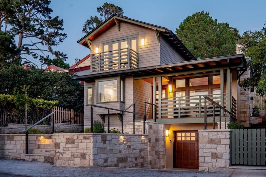 It has it all!  This newly constructed 3 bedrooms and 2.5 baths, craftsman style home, is designed by Thomas Bateman Hood. The property is steps from the center of Carmel Village, with views of the water and a long list of amenities, that make this a truly unique property.  There is lots of attention to details with coffered and wood ceilings, American white oak wood floors, radiant heating throughout, solar energy system with battery back-up, two Tesla wall charges, lots of built in storage and bonus basement rooms in the oversized garage, outdoor kitchen and the list goes on.  Come and experience this well-crafted home.