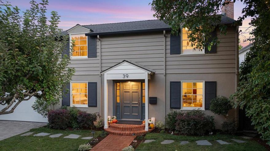 Remodeled and light-filled two-story home in sought-after San Mateo Park, ideally located between Downtown San Mateo and Burlingame Avenue. Behind private gates, 39 El Cerrito Avenue offers a gracious floor plan with a grand living room, formal dining, and a chefs kitchen, with high-end finishes, overlooking the backyard. The professionally designed gardens are alive with trees, color, and visiting butterflies. The primary suite features a high ceiling, dressing area, and spa bath. With two additional bedrooms, a flexible office or guest suite, a mudroom and an attached two-car garage, this home defines modern Peninsula living with timeless appeal.