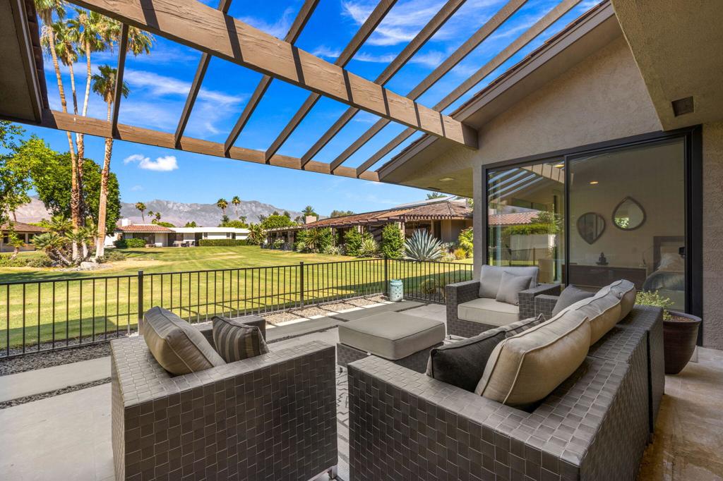 Experience the epitome of modern desert living in this stunningly remodeled home! With breathtaking views of the Western mountains and lush greenbelt, every moment feels like a getaway. Step inside to discover a sleek, contemporary kitchen boasting quartz countertops, stainless steel appliances, and chic cabinetry. The spacious open concept layout is ideal for entertaining, while the crisp white walls and tile flooring provide a canvas for your personal art collection. Retreat to one of three bedrooms, each exuding the same contemporary elegance found throughout the home. Outside, a fabulous outdoor living space awaits, perfect for soaking in the desert sun or enjoying al fresco dining. Plus, with access to a community pool and amenities like golf, tennis, and fitness facilities, The Springs in Rancho Mirage offers the ultimate in resort-style living. Call today to schedule your own private showing.