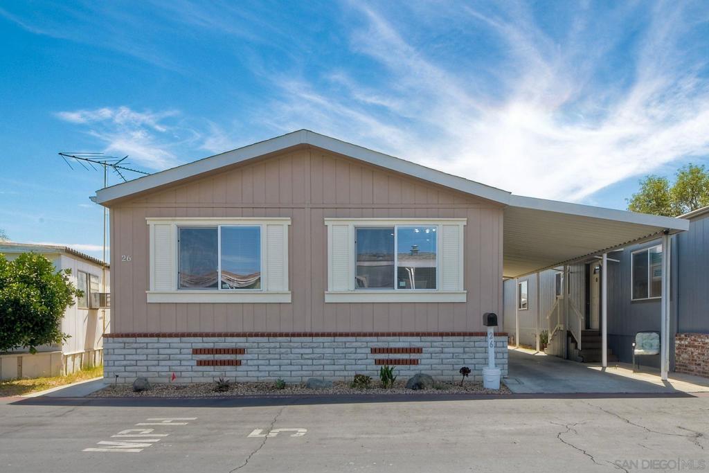 Move-in ready home in Westwinds Mobile Home Park! Step into this beautifully maintained Hallmark Charleston with an open-concept living room, kitchen, and dining area. The upgraded kitchen features new cabinets, granite countertops, Samsung oven, recessed lighting, and tasteful marble flooring. Enjoy year-round comfort with dual-pane windows, newer A/C, and freshly painted interior and exterior. Built with quality in mind, this home includes 2x6 exterior walls for enhanced insulation and durability. Covered carport and shed for storage. Conveniently located near schools, shopping, downtown Escondido, and with easy access to I-15. Westwinds is a family-friendly park offering great amenities, including a swimming pool, clubhouse, laundry facilities, and bathrooms with showers. Move-in ready home in Westwinds Mobile Home Park! Step into this beautifully maintained Hallmark Charleston with an open-concept living room, kitchen, and dining area. The upgraded kitchen features new cabinets, granite countertops, Samsung oven, recessed lighting, and tasteful marble flooring. Enjoy year-round comfort with dual-pane windows, newer A/C, and freshly painted interior and exterior. Built with quality in mind, this home includes 2x6 exterior walls for enhanced insulation and durability. Covered carport and shed for storage. Conveniently located near schools, shopping, downtown Escondido, and with easy access to I-15. Westwinds is a family-friendly park offering great amenities, including a swimming pool, clubhouse, laundry facilities, and bathrooms with showers.