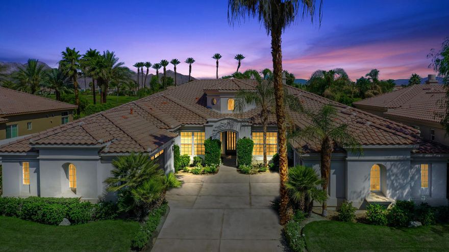 Arroyo and green belt views plus panoramic mountain views on the left across two fairways and a lake. Outdoor living at its finest with a spectacular infinity pool plus adjacent wading pools  with fountains, two stacked rock spills - one from the spa; the other from the firepit. And there's an outdoor kitchen and a sprawling sundeck.The courtyard entry leads you into a soaring 18', skylit rotunda foyer that opens up to BIG  --  a big 43' Great Room, a big 17' Office/Den, a big 18' Family Room; a big 35' Master Suite --  over 4400 sf. of spacious luxury. Guests?...a courtyard casita plus two guest rooms with their own sitting room 9or family room). The Great Room with its bow-window dining room captures the view and is perfect for entertaining. The feature list is endless - dramatic 12' soffited ceilings, 8' doors, gourmet kitchen, Jacuzzi tub and separate shower in master bath, recirculating hot water, switch-start fireplace, etc.