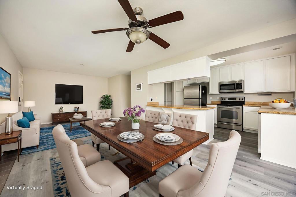 You can stop the search — this is the home you’ve been waiting for! This move-in-ready, VA-approved 2 bed/2 bath condo offers exceptional value in the highly desirable San Luis Rey neighborhood of Oceanside with 1st time buyer Assistance Available (specific parameters apply). Enjoy fresh coastal living just minutes from the beach, with convenient access to Highway 76, local shops, restaurants, and less than 15 minutes to Downtown Oceanside and Camp Pendleton.Inside, you'll find recently updated kitchen cabinets and beautiful new flooring throughout, adding a... more in supplement modern touch to the bright and functional living space. Stay comfortable year-round with an in-unit portable AC. This thoughtfully updated home is ready for you to move in and make it your own — don’t miss this opportunity! Ideal for first-time buyers, military families or a fantastic investment opportunity, this move-in-ready upper-level home boasts an open floor plan filled with natural light. The modern kitchen features granite countertops and stainless-steel appliances, while the spacious bedrooms and bathrooms provide comfort and convenience. Just steps from your couch lies your private south-west-facing patio allowing the cool ocean breezes to flow through the home. On the hotter days, you can close everything up and use the included, movable AC unit. Out back you’ve got not just an assigned space but covered parking to keep your car clean. Nestled in a quiet corner of the lush Forest Glen community, the well-maintained, gated complex has a dedicated BBQ area, community pool, ample laundry machines and an added benefit... The HOA covers water, trash, and sewer, so you’ll enjoy peace of mind and easy maintenance, all while keeping your monthly costs low.