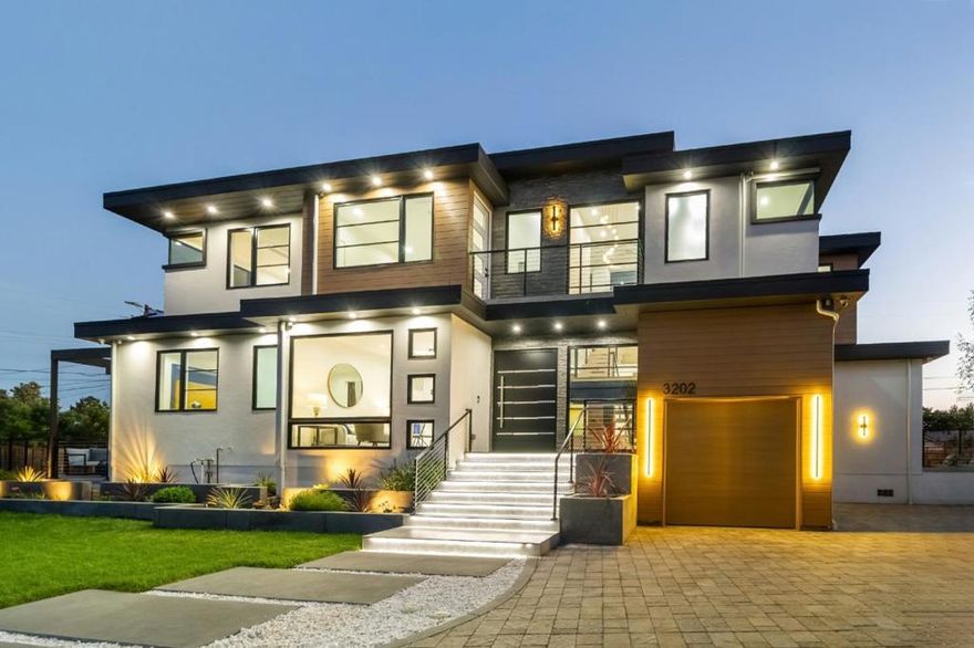 Award-Winning Modern Masterpiece in South Palo Alto with ADU.  Experience luxury in this AIBD National Custom Homes Design Award winner. The main house offers 5 bedrooms and 4 baths, complemented by a versatile 2-bedroom, 2-bath ADU. The grand living and dining area features a soaring 15'6" ceiling and a steel moment frame, creating an expansive open floor plan. Enjoy Thermador Smart appliances, La Cantina multi-slide patio door, and Jeld-Wen Alum-clad windows for seamless indoor-outdoor living. Energy efficiency includes owned solar panels, a tier 2 CALgreen rating, and a Carrier heat pump HVAC with individual room controls. Additional highlights include a gas cooking option, 5' wide metal pivot door, LED strip lighting, and a car charger-ready garage with high ceilings for extra storage.  Nestled in a private cul-de-sac in South Palo Alto, this home offers both tranquility and convenience. It is within walking distance to Henry Seale Park, Midtown Palo Alto, and local favorites. Top-rated schools - Palo Verde Elementary, JLS Middle, and Palo Alto High School are nearby, along with major tech hubs like GooglePlex. This is a rare opportunity to own a home that perfectly balances modern luxury, award-winning design, and an unbeatable location.