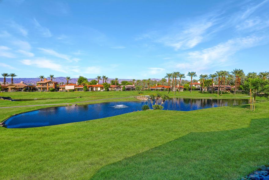Lease in Indian Ridge Country Club, Palm Desert, CA. Available November 2025 through February 2026 and April 2026, with March 2026 already leased. This highly sought-after Acacia 4 floor plan offers a desirable single-level layout and beautiful lake views. The home is fully furnished and ready for immediate enjoyment, featuring two king beds and one queen bed, a bathtub, televisions in every room, and access to seven community pools. A welcoming paver courtyard and spacious back patio create inviting spaces for relaxing or entertaining, while a two-car garage adds convenience. Nestled in Indian Ridge, the property is minutes from Interstate 10 and the Palm Springs International Airport, and just a short drive to world-class shopping on El Paseo, known as the 'Rodeo Drive of the Desert,' as well as dining, entertainment, and vibrant cultural experiences from La Quinta to Palm Springs. The owner covers HOA fees, trash, gardening, cable TV, and internet, with utilities included up to a set limit. Contact the agent for off-season lease amounts and experience the best of desert living in an unbeatable location.
