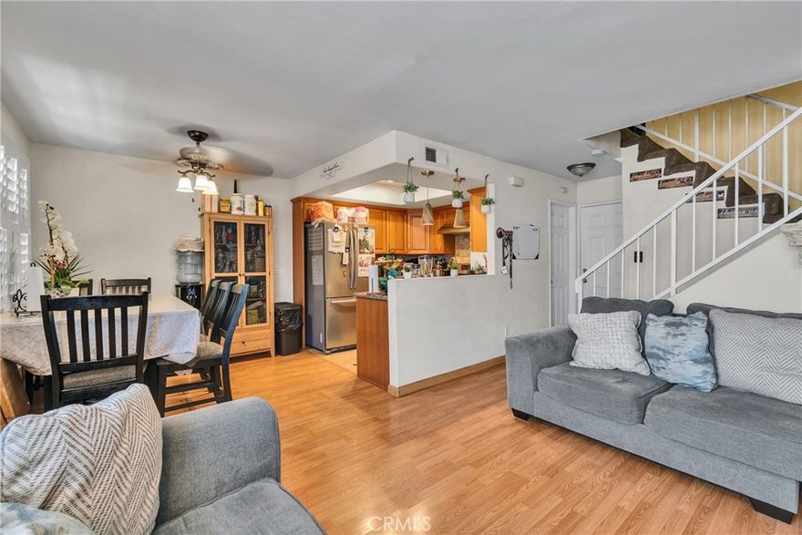 Welcome to this beautiful 3 bedroom, 2.5 bath townhome in the city of Norwalk! Enjoy the convenience of direct access to your 2-car attached garage, plenty of parking on the street for additional vehicles. The primary floor receives natural sunlight to its open floor plan, kitchen open to the living room and dining room as well as a half bath. The second floor has the primary suite, two additional bedrooms, a full bath, and a laundry closet. The primary suite is spacious and has oversized windows with shutters, tons of natural light, and a walk-in closet. The second bedroom features a walk-in closet and a private balcony to enjoy. The third bedroom is currently being used as a bedroom but can be utilized as an office space. Enjoy easy access to the 5, 605, and 105 freeways. This townhome is conveniently located minutes away from the Norwalk Aquatics Pavilion, Urban Soccer 5 Center, Civic Center, Paddison Square, and the new Norwalk Fitness Village, home to a variety of restaurants!