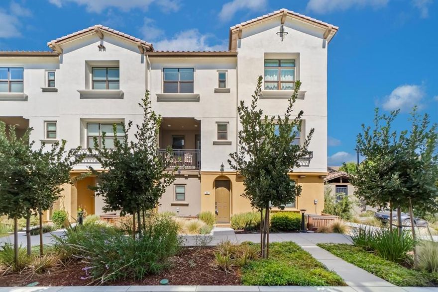 Welcome to this contemporary 2021-built townhome with 2 suites in the Sunnyvale Elev8tion community. The main level offers an open floor plan with a spacious living room that flows into the dining area and gourmet kitchen with a large island, stylish countertops and backsplash, and stainless steel appliances. Recessed lighting runs throughout, and a private balcony sits just off the kitchen. A half bathroom is nearby for added convenience. Upstairs are two suites. The primary suite features a spacious bedroom with two closets, including a walk-in, and an en-suite bathroom with double vanity sinks, a large mirror, and a stall shower. The second suite, located on the opposite side of the floor, includes a modern bathroom with shower over tub. The in-unit washer and dryer are also on this level. An attached tandem two-car garage adds convenience. Enjoy nearby restaurants, groceries, and shopping, plus easy access to HWY 101, 237, and Lawrence Expy for a short commute to tech companies. Don't miss this great opportunity!