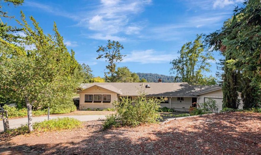 AWESOME opportunity to put your own creative touches on this sprawling single-story classic rancher with Monterey Bay views and flat lot of over an acre. All original and just perfect to reimagine with today's design. Fantastic location in one of the area's most desirable neighborhoods with no windy roads minutes from Summit Store, schools, and beautiful wineries.  Excellent Los Gatos schools.  Easy 15 minute drive to dynamic and charming downtown Los Gatos or take the backroad to the coast in just 20 minutes! Hardwood floors, vaulted ceilings, over-sized garage. Quiet cul-de-sac location.