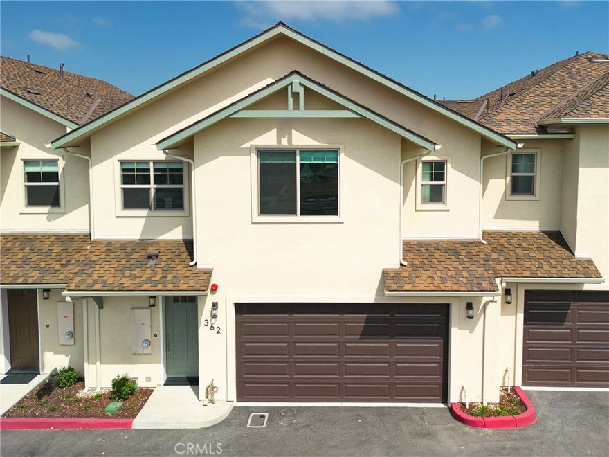 Newly constructed in 24-25 , this is our first building of 8 in phase 1 of 3 phases of a total of 22 homesites. These units are 3 bedrooms 2 1/2 baths. Double wall construction and not attached. Laminate flooring throughout with exception of bedrooms 2 and 3 have carpeting. Bathrooms are all tile flooring. All stainless steel GE Appliances in kitchen. Includes microwave, dishwasher and range. Quartz counter tops in kitchen and Primary bathroom. Primary bath has oversized shower and guest bath has quartz surround with bathtub. Large closets for plenty of storage. Laundry is on 2nd floor by bedrooms for ease. Loft area for office. 2 car garages are oversized with automatic openers for your convienience. Back yards are finished with artificial turf and pavers and all new fencing along with irrigation. Electrical provided for future spa in back yard. Modern finishes throughout. Great location close to hospital, schools and 5 miles to Pismo Beach. https://www.centralcoastbeachproperties.com/362-s-halcyon-road