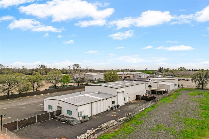 Great location right off Hwy 99 in South Chico's established industrial area. This building includes 2,940 SQ FT of newly remodeled office / retail space with kitchenette and private restrooms, 2,310 SQ FT insulated warehouse with roll up door, 755 SQ FT of additional upstairs storage, and a fenced yard area of 4,600 SQ FT.