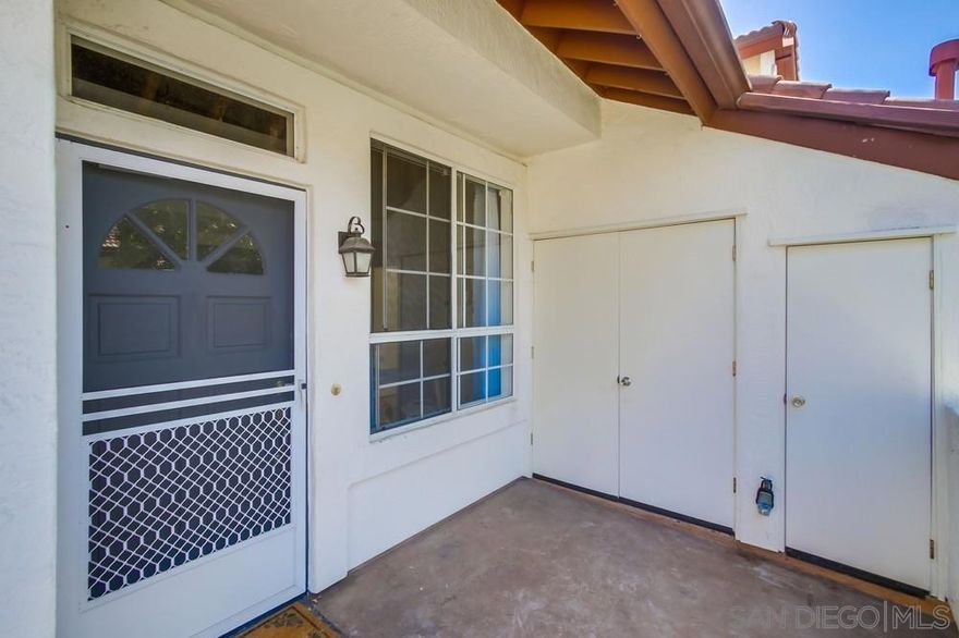 Welcome to the beautifully updated Canyon Bluffs Condo with Loft located on the edge of Sorrento Valley and Mira Mesa. This top-floor 2BR/2BA condo with a spacious loft (optional 3rd bedroom or office) offers unbeatable convenience, just 10 min to Qualcomm and 12 min to UCSD. Freshly painted and featuring new bathroom countertops, vaulted ceilings, and abundant natural light, this home feels open and inviting. The primary suite boasts dual sinks and a large walk-in closet. Highlights include a modern granite kitchen with custom cabinets, a cozy fireplace, an HVAC system, a spacious laundry room, and a private front patio. Two oversized walk-in attic spaces provide incredible storage or potential for expansion. Enjoy assigned parking, ample guest parking, and resort-style amenities including a pool, spa, and recreation room surrounded by lush greenbelts. Close to shopping, dining, and freeways—this home offers the perfect blend of comfort, style, and location.