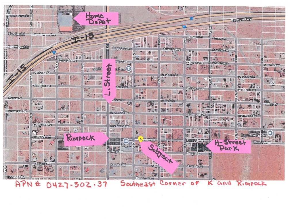 Barstow Heights corner lot on the corner of Rimrock and K Street. Priced to sell. If you have given any thought to building this is the right time to buy this lot. Build your dream home right here.