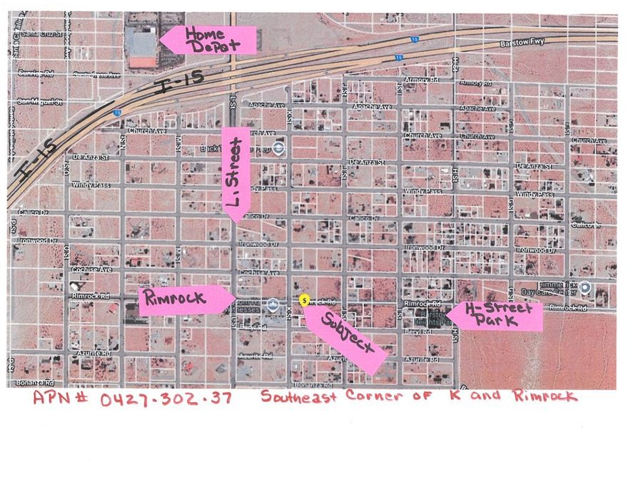 Barstow Heights corner lot on the corner of Rimrock and K Street. Priced to sell. If you have given any thought to building this is the right time to buy this lot. Build your dream home right here.
