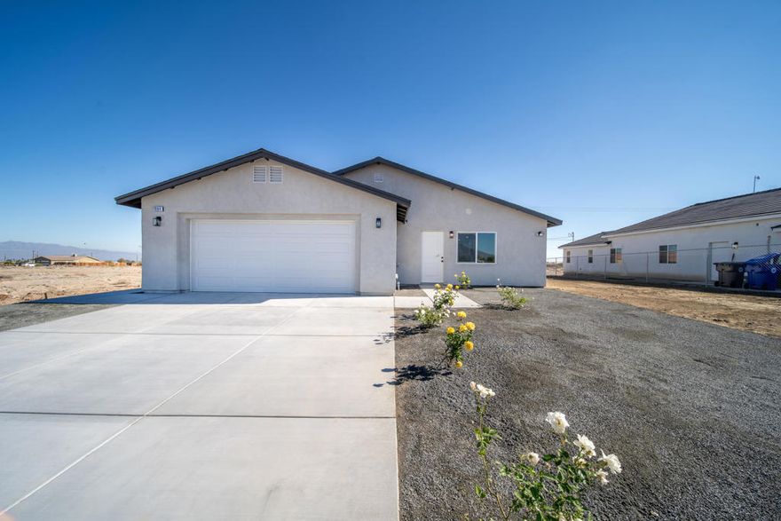 Discover this beautifully custom-constructed 3 bedroom, 2 bath home featuring modern accents throughout. Situated on a 9,750 lot size, this property offers an open-concept layout, upgraded finishes, and plenty of outdoor space to design your ideal desert retreat. Located in the growing community of Salton City, this home is perfect as a primary residence, vacation property, or investment. Property includes a newly added gate for added privacy. Solar panels to be installed--details available upon request.