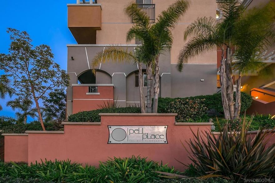 Prime Carmel Valley Location! Welcome to Pell Place, one of Carmel Valley’s most desired gated communities! This beautiful first-floor condominium offers the ultimate in convenience and lifestyle—just steps from Del Mar Highlands Town Center and One Paseo, where you’ll find upscale shopping, fine dining, and entertainment, including Cinepolis Luxury Cinema. Enjoy being just minutes from the iconic Del Mar beaches, Del Mar Race Track, top-rated schools, Carmel Valley Recreation Center, and multiple scenic parks. Inside, discover a bright, open-concept living area with fresh interior paint throughout, a modern kitchen featuring granite countertops, stainless steel appliances, and in-unit laundry. Two cozy bedrooms offer comfort and functionality—one with a walk-in closet—while both bathrooms feature beautiful granite countertops. Meander outside to your spacious private patio, ideal for relaxing or dining al fresco. Residents of Pell Place enjoy resort-style amenities, including a putting green, fully equipped fitness center, courtyards, BBQ area, EV charging stations, and a dog run. Experience the perfect blend of luxury, comfort, and contemporary living in one of Carmel Valley’s best locations—schedule your private showing today!
