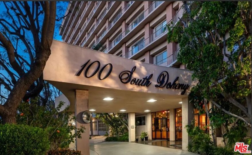 ***SHORT SALE*** Experience elevated Los Angeles living at 100 S Doheny Drive, a premier full-service address located directly across from the world-renowned Four Seasons Hotel Beverly Hills. This sun-drenched 1-bedroom, 2-bath residence blends timeless sophistication with the energy of one of L.A.'s most coveted corridors where Beverly Hills prestige meets the vibrant rhythm of West Hollywood. Step inside to a thoughtfully designed floor plan featuring a modern galley kitchen with granite countertops, stainless steel appliances, and abundant cabinetry. The open-concept living and dining area is illuminated by natural light and flows seamlessly to a private west-facing balcony perfect for morning coffee or evening sunsets overlooking lush city views. The spacious primary suite offers a tranquil retreat, complete with expansive windows, a walk-in closet, and a sophisticated en-suite bathroom. Additional highlights include a guest powder room, ventless washer/dryer hookup, and a dedicated parking space. Residents of 100 S Doheny enjoy resort-style amenities, including 24-hour concierge and security, a sparkling pool and spa, tennis court, fitness center, and beautifully landscaped grounds. The monthly HOA covers all building amenities, cable and internet service through Spectrum, and is currently $949.51 per month for this year, scheduled to adjust to $910.37 per month starting in 2026. Located steps from the Four Seasons Hotel, Beverly Center, and Cedars-Sinai, and minutes from Robertson Boulevard, West Hollywood's dining scene, and Rodeo Drive's luxury shopping, this address embodies the pinnacle of Los Angeles lifestyle and convenience.