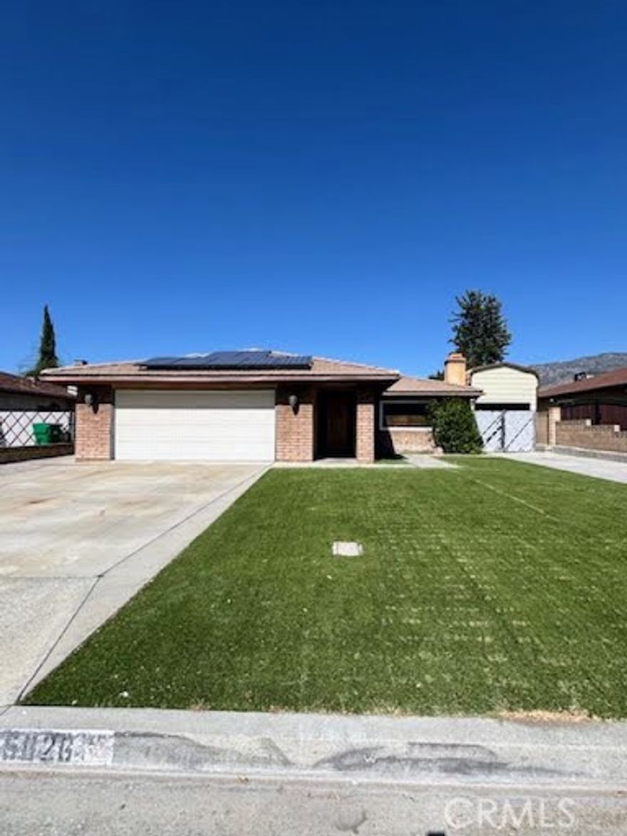 Welcome to your own private oasis in Hemet! This stunning 3-bed, 2-bath residence offers 1,312 sq ft of refined living space on a 7,405 sq ft lot, designed for both entertaining and everyday comfort. A grand, light-filled floor plan flows effortlessly from the entry and formal dining area into the heart of the home, Chef’s kitchen with granite countertops. Cozy family room, a fireplace, and views to the backyard. Outdoor & Yard Appeal with a pool. Attached 2-car garage for room and flexibility with an additional enclosed area for a fifth wheel, motorhome, or a private area for projects.  Central A/C & heating, double-pane windows, and a solar panel lease to help lower utility costs. Located in a peaceful and quiet location,  yet minutes from shopping and dining.