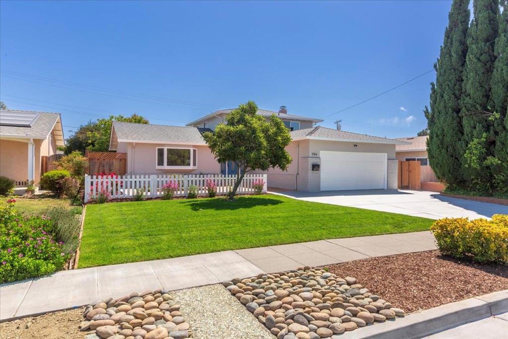 Completely remodeled home in the heart of Sunnyvale. Step into this beautifully remodeled 4 bedroom, 3 bathroom, two story home with 1,828 sq. ft. of modern living space. The inviting tiled courtyard entry leads to a spacious open floor plan highlighted by an oversized living room with recessed lighting & view of the frontyard. The great room style kitchen is the centerpiece of the home, featuring Shaker style cabinets, a large island, sleek quartz countertops, & stainless steel appliances. A bright dining area and separate sitting space open to the private backyard through sliding glass doors, perfect for seamless indoor/outdoor living. The 1st floor primary suite offers a walk-in closet and serene views of the landscaped backyard. Upstairs, generously sized guest bedrooms provide ample closet space and access to custom full bathrooms. Enjoy outdoor living on the custom deck surrounded by mature trees and a sprawling lawn, an ideal setting for relaxation or entertaining. Additional highlights include a new roof, central AC, hardwood floors, double pane windows & doors, 2 car garage with full size laundry hookups, extra storage space, and a beautifully landscaped yard. Located in a desirable Sunnyvale community, convenient to top schools, shopping, dining, & easy freeway access.
