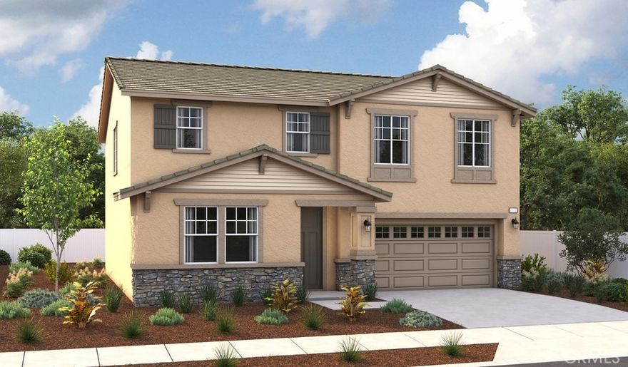 4 bedroom, 3 bath plus loft with 8 foot doors throughout the first level. 10' Center meet slider at the Great Room. Ceiling fan pre-wired in Great
Room, and all bedrooms. White kitchen cabinets and upgraded Quartz counter tops and backsplash. Wood laminate flooring in all living areas,
tile floors in bathrooms and laundry room, upgraded carpet and pad in upper level. Gas stub at patio for future BBQ and no back neighbors,
ensuring privacy. Homeowners will appreciate easy access to 215 freeway, State Route 74 and South Perris Metrolink Station, as well as
shops and dining at Perris Crossings Shopping center. Home is completed and is move-in ready. Come tour today