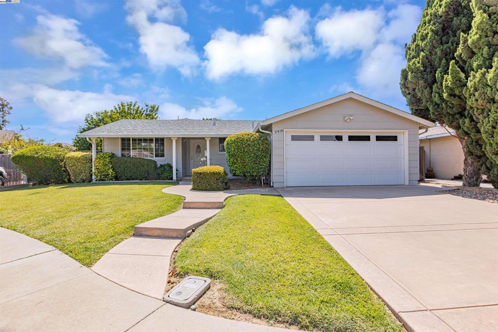 Charming 3-bedroom, 2-bath home located at the end of a court in Union City. This 1,382 sq ft home sits on a 5,850 sq ft lot and features an updated kitchen, adjacent dining area with sun tunnel, gleaming bamboo flooring throughout, carpeted bedrooms, and rear living room with tile floors. Both bathrooms are updated with granite countertops and elegant tile surround. Dual pane windows, newer HVAC with MERV 13 air filters, copper plumbing, freshly painted interior and garage. Foundation has been strengthened with earthquake retrofitting. Enjoy the spacious landscaped backyard with peach and plum trees—ideal for relaxing or entertaining. This home is ideally located near Quarry Lakes, Alameda Creek Trail, Union City BART, grocery stores, schools, Dumbarton Bridge and I-880, providing easy access to outdoor recreation, shopping, and commuting.