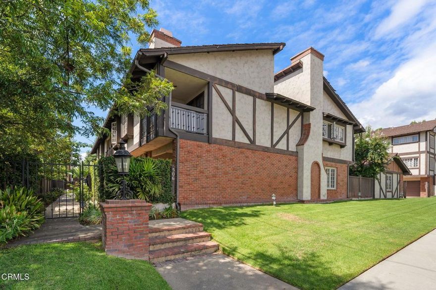 This sophisticated and stylish townhome, located in the heart of Sierra Madre, is set off a quiet side street towards the back of the complex and offers a multitude of serene outdoor spaces. Down a quaint walkway, there is a welcoming patio set off a classic double-door entry that opens to the tastefully updated interior. The entry opens to a bright and spacious living room with crown molding, a charming fireplace and sliding glass doors that open to the front patio. The dining area features a built-in bar with lots of additional storage. The home has a second set of sliding glass doors from the dining area that extend to a second spacious patio area--perfect for indoor-outdoor entertaining. A private two-car garage with epoxy flooring is conveniently accessed through the back patio. The classically upgraded kitchen features sleek quartz countertops, beautiful wood cabinetry and stainless-steel appliances. Throughout the home, there are wonderful features such as wood flooring and recessed lighting.  A beautifully renovated powder room completes the main level of the home. Upstairs there are two spacious en-suite bedrooms, both with plantation shutters. The primary suite offers its own fireplace and features a large office nook that presents a lot of versatility with the floor plan. Other features of the primary suite include a wonderfully renovated bathroom, an oversized closet and a charming balcony with lovely city and tree-top views. The second bedroom is also a good size with a full en-suite bathroom. The laundry area is also conveniently located on the second level. This townhome is located within close proximity to restaurants, shopping, parks, hiking trails, and all that Sierra Madre has to offer. Welcome home!