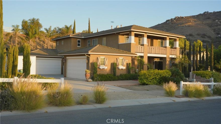 Your Beautiful dream home in Norco, offering 3445 sqft, 4 bedrooms, 3.5 bathrooms, 1 downstairs, great curb appeal, paved driveway and entryway, recently painted interior, custom paint, shutters, LED recessed lighting, formal living room with textured carpet, kitchen with granite counters and full backsplash, cabinets, breakfast bar with extended granite top, including oven and dishwasher, family room with a fireplace, built-in media niche, custom carpeted stairs, A suite with city light views, main bathroom with 2 walk-in closets & closet dual vanities, oversized shower, fabulously designed landscaping, stamped concrete patios & walkways, storage shed, raised bed vegetable gardens, large 2 horse stable, equestrian zoned, 3 car garage, Large new show windows and doors. This information will be updated after the renovations.