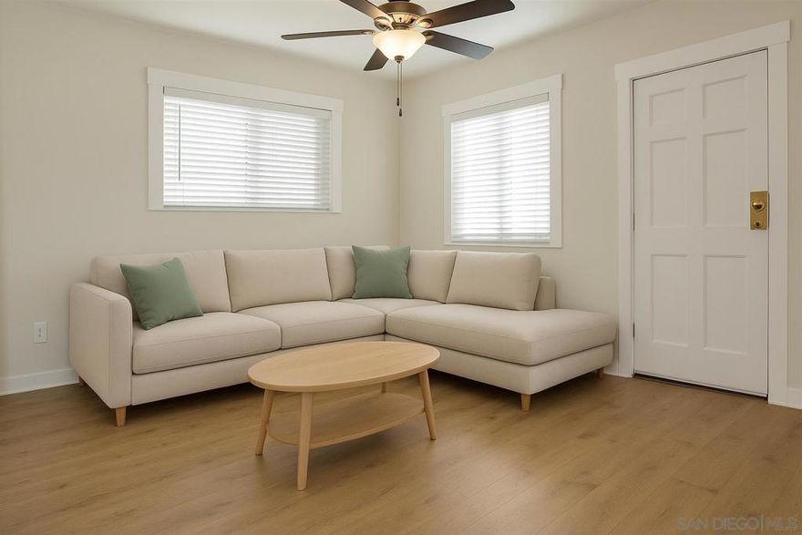 LOWEST PRICED SINGLE FAMILY HOME IN ALL OF CITY OF SAN DIEGO! A perfect condo alternative with NO HOA. Single Family Home with solar and small yard in San Diego for $475,000! Charming and efficient, this home was fully renovated in 2019 with dual pane windows, quartz countertops, laminate flooring throughout and much more. Located in the vibrant City Heights neighborhood, you’re just 4.5 blocks (0.4 miles) from the City Heights Transit Plaza and quick access to the 15 & 805 freeways. This home is less than 1 block from University Avenue where you'll find tons of restaurants, shops, grocery stores, etc. Enjoy low energy costs with Sunrun PPA solar (approx. $45/month, SDG&E bill around $8/month). The fully fenced yard offers privacy and outdoor living space. Inside, you’ll find a light-filled, move-in ready home with contemporary finishes that maximize comfort and style.
