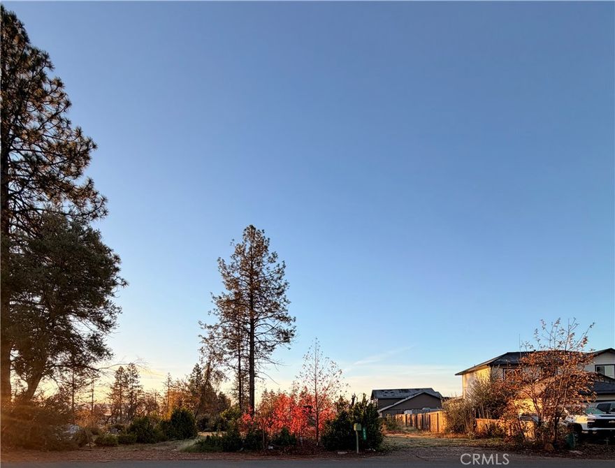 This level 9,148 sq ft (.21 acre) lot offers an excellent opportunity to build in the growing community of Paradise CA. The property features a neighborhood view and is conveniently located near local shopping, dining, and schools with easy access from major roads.

The lot includes a public water source with an active water account and easy access to electricity, making it a strong starting point for future building plans. Buyers are encouraged to verify all utility details and building requirements with the appropriate agencies.

Situated within a mountainous, suburban setting, this location provides a blend of natural surroundings and close proximity to town amenities. Whether for a future home or an investment project, this parcel offers great potential in an area continuing to grow and rebuild.

Explore the possibilities this property has to offer at 920 Pearson Road.