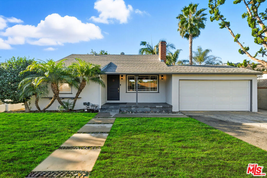 This updated home offers 3 bedroom, 2.5-bathroom in the main house plus guesthouse with kitchen and bathroom. The home has been completely remodeled and offers an open floor plan with abundant natural light, creating a warm and inviting atmosphere throughout. The large kitchen offers stainless steel appliances, center island and large pantry, flows seamlessly into the spacious living and dining areas, making it perfect for entertaining and everyday living. The primary is a true retreat and enjoys a large bathroom with dual sinks and a soaking Jacuzzi tub along, a walk-in closet, and sliding doors that open directly to the yard. Outside, you will enjoy a large synthetic grass area along with a private sparkling pool, surrounded by ample patio space for lounging or hosting gatherings. An additional 400 sq. ft. ADU is included in the lease, ideal for a home office, creative studio, guest quarters, or multigenerational living. Additional highlights include a two-car garage, solar panels for energy efficiency and a gated front yard for enhanced privacy and security, and thoughtful finishes throughout. This home is located in a very desirable Valley village area close to shopping, transportation, and houses worship.