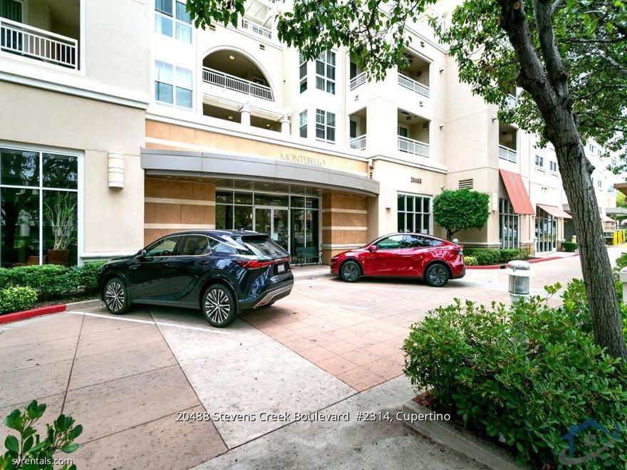 This welcoming home offers an open layout with high ceilings, abundant natural light, and a private balcony that extends the living space outdoors. A thoughtfully designed kitchen and in-unit laundry provide everyday convenience, while modern finishes and comfortable details create an inviting place to call home.  The community provides resort-style amenities, including a fitness center, resident lounge, and secure garage parking. Beautifully landscaped courtyards enhance the setting with a sense of peace and privacy, while controlled building access ensures added security.  Perfectly situated, you'll be just steps from shops, restaurants, and cafes along Stevens Creek Boulevard, with convenient access to Apple, nearby parks, and major freeways. The neighborhood is also served by highly regarded Cupertino schools.