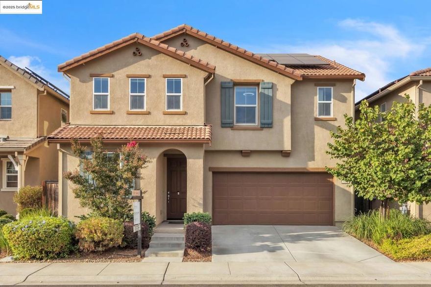 Welcome to 5313 Pebble Banks Way, located in the highly sought-after Hampton Village community of Sacramento.Built in 2017, this thoughtfully designed home blends modern comfort with practical living. Inside, you’ll find 3 spacious bedrooms, 2.5 bathrooms, a versatile den, and an expansive upstairs loft—perfect for a home office, playroom, or media space.The open-concept layout flows seamlessly into the heart of the home: a stylish kitchen featuring granite countertops, sleek cabinetry, a large walk-in pantry, and plenty of space for gathering. The primary suite offers a peaceful retreat with two walk-in closets and a spa-like ensuite bath with dual vanities. Each secondary bedroom also includes its own walk-in closet, giving everyone extra space.Step outside to a private, low-maintenance backyard with artificial turf—ideal for relaxing, entertaining, or letting kids and pets play. Energy-efficient solar panels help keep utility costs down year-round.Just a short walk away,Wild Rose Park offers playgrounds, basketball courts, picnic areas, a skate park, and more. With top-rated schools, local shopping, downtown Sacramento, and the airport all nearby, this home truly delivers on location, lifestyle, and livability.