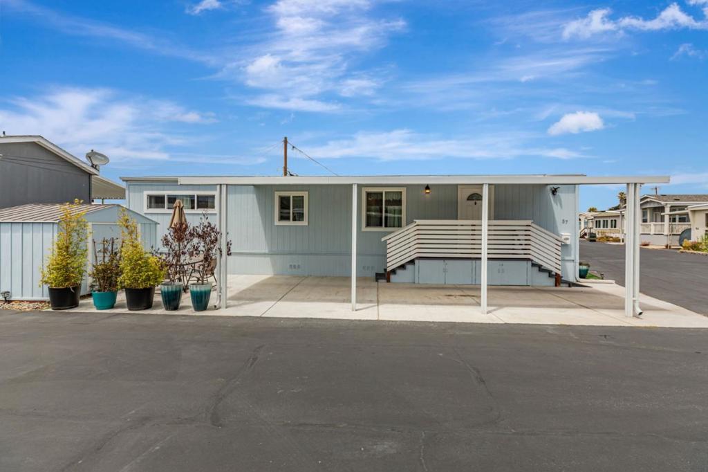 Beautifully Renovated 2-Bed, 2-Bath in Seaside Mobile Estates (55+) Fully updated inside and out within the last 3 years, this move-in-ready home features new PEX/copper plumbing, upgraded electrical, new lighting, fans, and vaulted ceilings. Enjoy new flooring, drywall with bullnose corners, and recessed lighting throughout. The kitchen offers new cabinets, countertops, and stainless steel appliances. Laundry room includes new washer and dryer. Bathrooms have new vanities, showers, toilets, and wainscoting. Additional upgrades: new windows, doors, baseboards, fresh interior/exterior paint, siding, gutters, carport, and porches. Exterior highlights include a new 8'x10' shed, 8'x20' fenced yard, and concrete driveway. Prime location just minutes from Monterey State Beach!