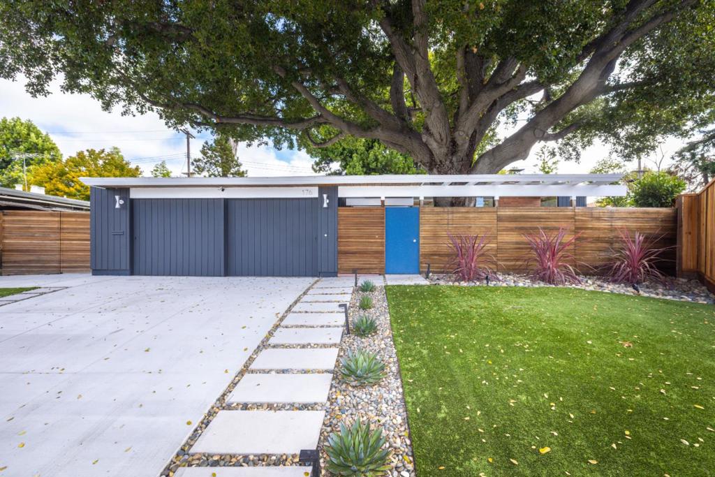 Stunning Mid-Century Modern Masterpiece. Truly, a one-of-a-kind. Designed, built and lived in by Eichlers Greenmeadow Architect! Loaded with iconic mid-century design features and quality throughout, including: raised open beam ceilings, towering walls of windows yielding abundant natural light and seamless indoor outdoor integration, open floor plan with family kitchen, private courtyard entry, beautifully preserved tongue and groove redwood ceilings and air conditioning in all bedrooms. Masterly updated throughout fusing the best of modern conveniences with the mid-century brilliance of this home. Ideally located on a large cul-de-sac lot in the highly desirable community of Greenmeadow. If you look at one mid-century modern house this year, make it this one! There is none other like it!