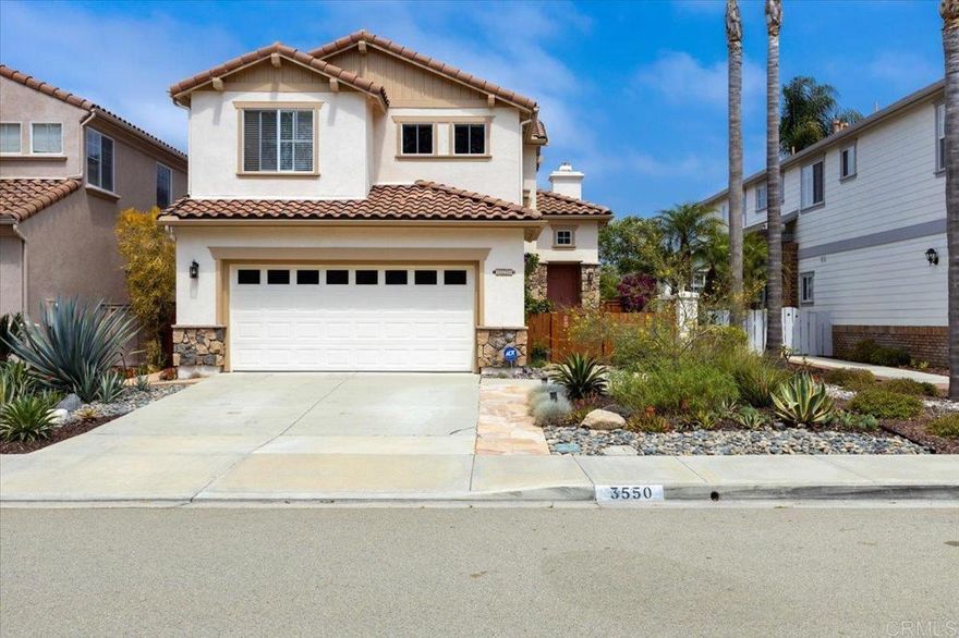 Welcome home to this beautifully maintained, upscale residence with amazing ocean and valley views. Located in the highly desirable Calavera Hills neighborhood, this home is designed for both comfort and style. The inviting, gated courtyard entrance leads into the home - downstairs you will find the living room which is filled with natural light,  separate dining area which provides an ideal setting for formal gatherings and a family room off of the kitchen.  Spacious, open-concept kitchen has a charming breakfast nook that overlooks the beautifully landscaped backyard. A full bedroom and bathroom on the main floor offer convenience and flexibility for guests or multi-generational living. Upstairs, you'll find three generously sized bedrooms, including a full-size laundry room for added convenience. The primary suite is a true retreat, complete with access to a private balcony showcasing panoramic views of the ocean and valley.  Home has central air, solar, landscaper included. 2 car attached garage. Home has incredible curb appeal and open space across the street allwoing for privacy and plenty of parking. HOA maintains the common area which include small parks. Award winning schools, exceptional community park and center. Centrally located to major highways, shopping and a few short miles to the coast.