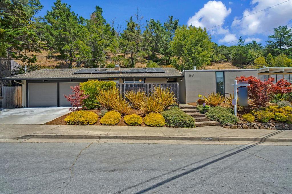 BIG PRICE ADJUSTMENT OF $150K!!! NOW $2,250,000!!! Tranquil views of the coastal mountains highlight this nicely remodeled modern Eichler home! 4 bedrooms 2 updated baths. Remodeled Family style kitchen w/vaulted ceilings. Entertaining living room w/wood burning insert fireplace. Solar panels for your all your electric needs. Very private lot! The Rec center is nearby with a community pool, tennis and after school programs. Sawyer Camp road is close by for walking and bike trails along the Crystal Springs reservoir. A great school district. Location! Location! Location!