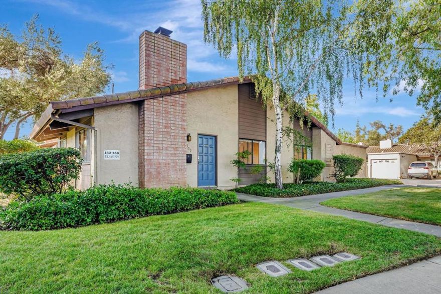 Welcome to this beautifully updated, light-filled end-unit 3BR/2BA single-story townhome in the highly desirable Sunnytrees Community of Sunnyvale! Nestled in a serene, tree-lined enclave, this home boasts a thoughtfully designed open-concept layout featuring a spacious living and dining room combination perfect for both everyday living and entertaining. The fully remodeled kitchen showcases sleek quartz countertops, a convenient breakfast bar, all stainless steel appliances, and elegant recessed lighting. This well-appointed floor plan offers three bedrooms, including a spacious primary suite with soaring vaulted ceilings with direct access to a private, sun-drenched patio deck - an ideal spot for morning coffee or evening relaxation. There is also an attached one-car garage with extra storage, and an additional assigned off-street parking space for convenience. Residents of Sunnytrees enjoy access to fantastic community amenities, including a sparkling swimming pool and clubhouse. Situated in a prime Sunnyvale location, this home is walking distance to Safeway, Petco, Pep Boys Auto Service and just minutes from Caltrain, parks, shopping, dining, and major commuter routes. Enjoy proximity to leading Silicon Valley employers like Google, Apple, and Nvidia.