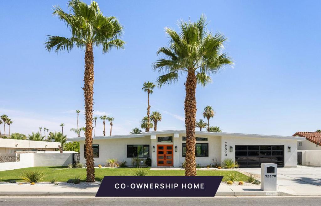 New co-ownership opportunity: Own one-eighth of this turnkey home, professionally managed by Pacaso. This fully renovated contemporary home offers magnificent views of the Santa Rosa Mountains, an inviting pool and spa, and a private casita. The open floor plan has a huge entertaining space and a kitchen with marble slab countertops and waterfall island, wine fridge and stainless steel appliances. The adjoining dining room has a built-in desk and opens to a covered patio.The spacious primary bedroom features an en suite bathroom with a striking tiled shower for two and a dual-sink vanity. The private casita offers a full kitchenette, a beautiful bedroom and bathroom, plus its own entrance and patio.The beautifully landscape home, set on a third-acre, has a backyard pool and custom fire pit. The home, close to El Paseo shopping and dining, and a golf cart ride away from Ironwood Country Club, comes fully furnished and professionally decorated.