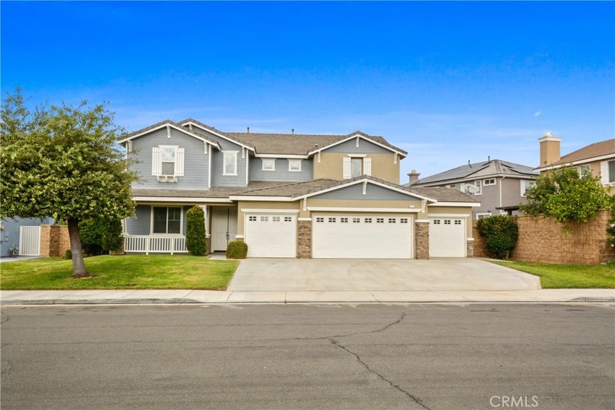 Beautiful and spacious home with 8 bedrooms, 4.5 bathrooms, 4-car garage with Solar Panel System in the heart of Eastvale! This single-family home featuring grand entry with vaulted ceilings, formal living room and dining room, gourmet kitchen with center Island, breakfast bar, walk-in Pantry with granite countertops. Large family room open to the kitchen with fireplace, downstairs bedrooms with one full bath & one powder room. Upstairs 4-bedroom 3-bath (2 bedroom with Jack-N-Jill bath, third bedroom has its own bath) and master suite with retreat, fireplace & dual walk-in closets, bath vanity with double sinks, separate shower & bathtub. Elegant 20”x 20” title flooring in the entry, hallway, kitchen, laundry & all bathrooms. Water-proof SPC vinyl flooring throughout the whole house. Enjoy lower utility bills and eco-friendly living with Solar Panel System. Prime location near Shopping Centers, Sports Park, Schools, Restaurants, Banks, Fitness Center, Theater & Medical Building. Easy access to Freeway I-15, 60 & 91. It’s a Turn-Key home and A Must See!