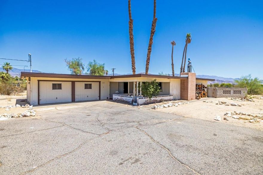 Tucked away on a quiet cul-de-sac, this two bedroom, two bath home includes a bonus room, sunroom, and an adjacent lot offering added space and privacy. Enjoy unobstructed views of Fonts Point, the desert, and surrounding mountains from this peaceful setting. While the home could use some TLC, it's a rare opportunity to customize a spacious property with incredible vistas in a serene location. Situated in northeast San Diego County, with the nearby Anza-Borrego Desert State Park, Borrego Springs is celebrated for its spring wildflower bloom, small town charm, and designation as California's first designated International Dark Sky Community.