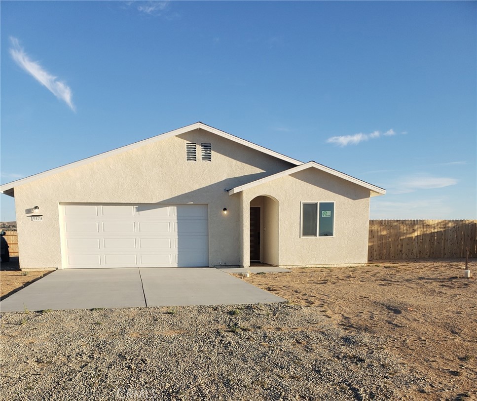 Welcome to this stunning brand new home located at 9878 Magnolia Ave in California city. This beautiful property boasts 3 bedrooms and 2 bathrooms, with a spacious floor plan that is perfect for modern living. with a living space of 1364 sq ft, this home offers plenty of room for relaxation and entertainment. situated on a massive lot of 2.39 acres, offers privacy and room to roam. The kitchen features granite countertops and modern appliances, perfect for the home chef. The solar system is paid off, providing energy efficiency and cost saving for the homeowner. Don't miss your chance to own this exquisite property in California City. With its brand construction, spacious layout, and energy efficient upgrades, this home is sure to impress. schedule a showing today and make this your dream home!