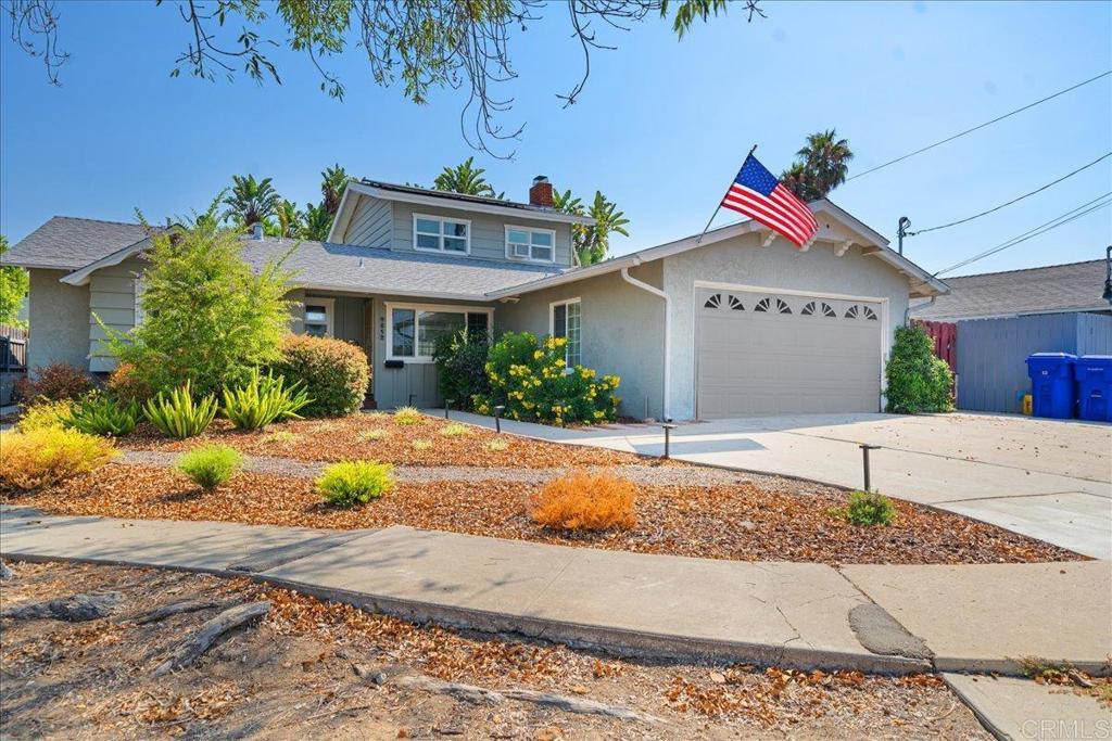 CHARMING AND INVITING RESIDENCE ON A FANTASTIC STREET! HUGE Bonus: ACTUAL HOME SQ FOOTAGE IS APPROX. 2000 SF but is not reflected in the public records. This lovely home truly has it all! Offering extensive renovations throughout including a beautiful complete kitchen remodel, new luxury vinyl plank flooring, 2018 roof, upgraded electrical panel,brand new ABS piping replacement on main line, attractive low maintenance exterior landscaping with drip irrigation and full-on backyard dream kitchen set up - the WOW factor is simply off the charts! Located on a quiet, serene cul-de-sac, this striking home offers a spacious second level primary suite with stunning open beamed ceiling, solid pine paneling and an ensuite bath. There is a second primary suite on the main level as well -complete with ensuite bath. There are 2 additional bedrooms and a third bathroom on the entry level which make this home ideal for families and multi-generational living. Step outside to enjoy the fantastic outdoor kitchen and play/grass area with fruit tree lined terraced retaining wall This peaceful space is perfect for entertaining or just savoring the beauty and quiet of this terrific multipurpose outdoor space. Home has low monthly flat rate ($196 mo) solar contract that can be renewed or cancelled by new owner and property is serviced quarterly by Terminix for pest control. Lovingly maintained by the same family for almost half a century, this delightful abode is perfectly situated on one of the prettiest streets in centrally located Clairemont . Walking distance to an exceptional local elementary school, minutes to shopping and major freeways, and offering a warm and friendly community right outside your front door, this home is truly a DREAM! Buyer to verify square footage et. al. prior to close of escrow.