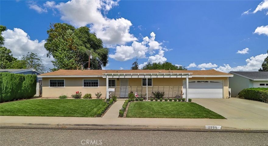 Welcome to this beautiful three-bedroom, two-bathroom, 1,226-square-foot remodeled home located in the heart of Simi Valley. This home features quartz countertops, luxury vinyl longboard planks throughout the house, brand new luxury soft close cabinets with upgraded pulls, stainless LG studio Slide-In five burner w/Griddle range, stainless farmhouse apron front oversized sink with soap dispenser, stainless drawer microwave, stainless GE Café dishwasher, recessed lighting and pendant lighting in the kitchen. The oversized primary bedroom features two ceiling fans, a mirrored closet door, custom window treatments, two windows for ample natural light, and an attached en-suite. The large backyard features a brand-new covered patio with recessed lighting, a gardening area, an apple tree, an orange tree, and a large pepper tree that provides excellent shade on hot days. This home has direct access to a two-car garage and is within walking distance of grocery stores, restaurants, and shopping, and NO HOA!